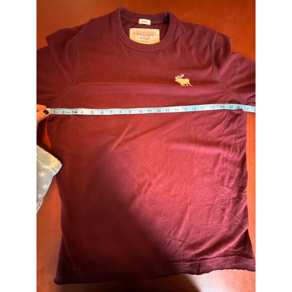 Abercrombie Mens Muscle Fit LS Tee XL Burgundy Y2K A&F Logo Shirt - Picture 7 of 9